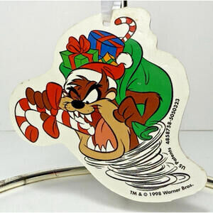 Vtg 1998 Tazmanian Devil Christmas Ornament Paper Looney Tunes Warner Bros.